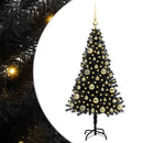 vidaXL Karácsonyfa 150 LED-del állvánnyal Fekete 120 cm PVC