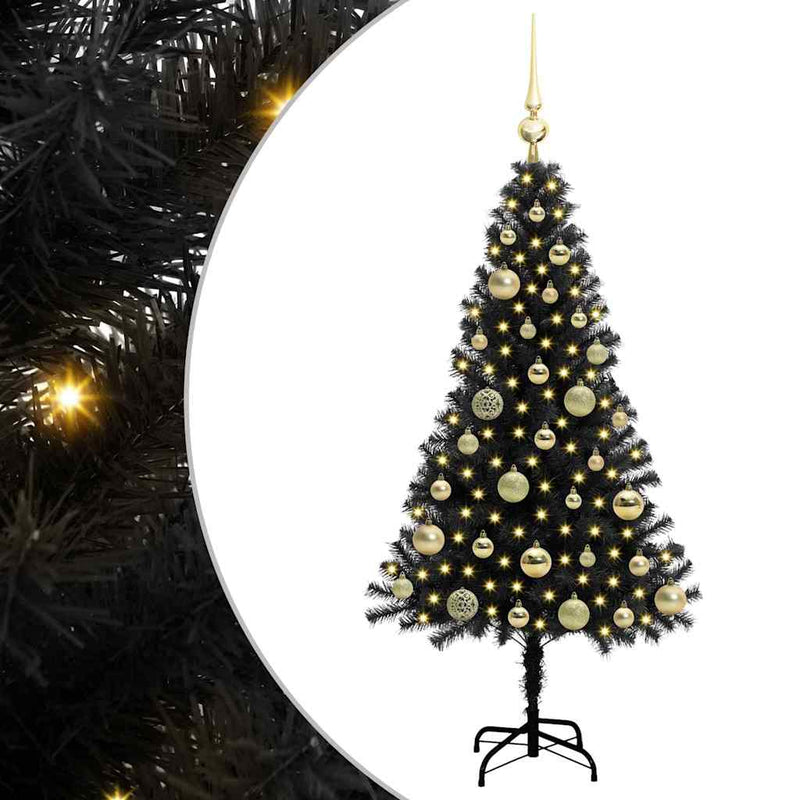 vidaXL Karácsonyfa 150 LED-del állvánnyal Fekete 120 cm PVC