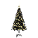 vidaXL Karácsonyfa 150 LED-del állvánnyal Fekete 120 cm PVC