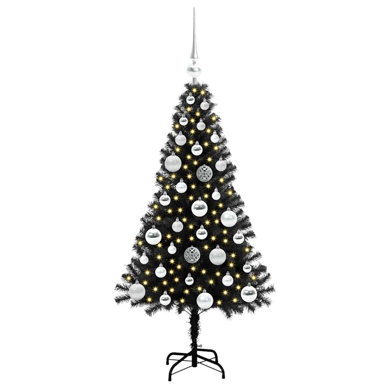 vidaXL Karácsonyfa 150 LED-del állvánnyal Fekete 120 cm PVC