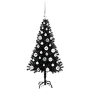 vidaXL Karácsonyfa 150 LED-del állvánnyal Fekete 120 cm PVC