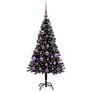 vidaXL Karácsonyfa 150 LED-del állvánnyal Fekete 120 cm PVC