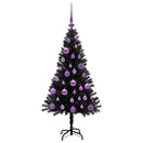 vidaXL Karácsonyfa 150 LED-del állvánnyal Fekete 120 cm PVC