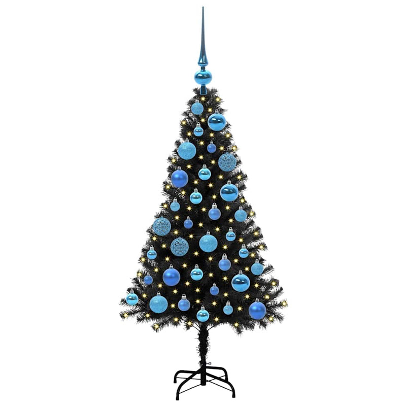 vidaXL Karácsonyfa 150 LED-del állvánnyal Fekete 120 cm PVC