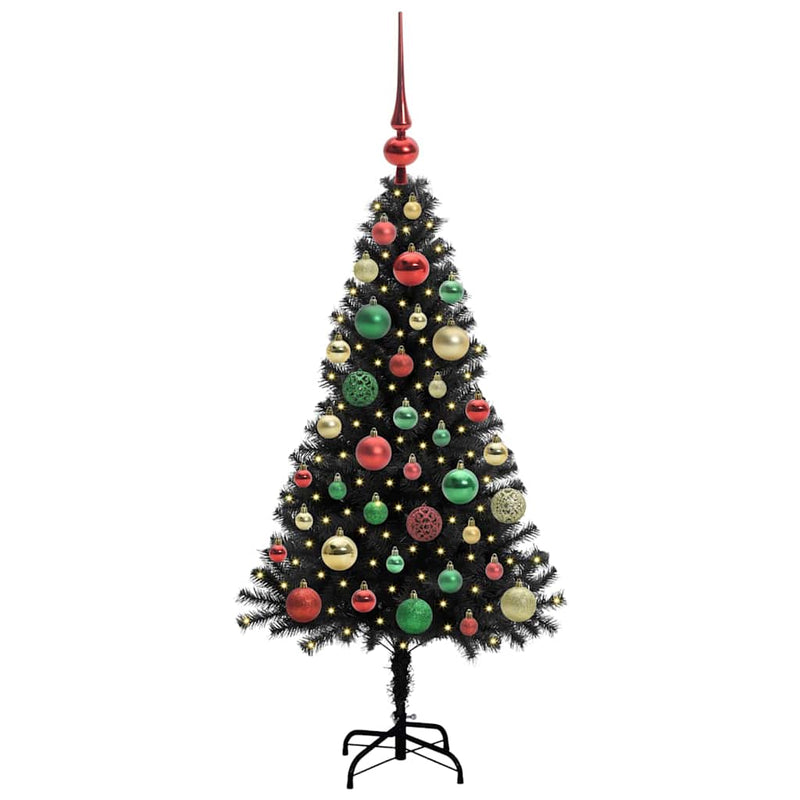 vidaXL Karácsonyfa 150 LED-del állvánnyal Fekete 120 cm PVC