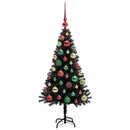 vidaXL Karácsonyfa 150 LED-del állvánnyal Fekete 120 cm PVC