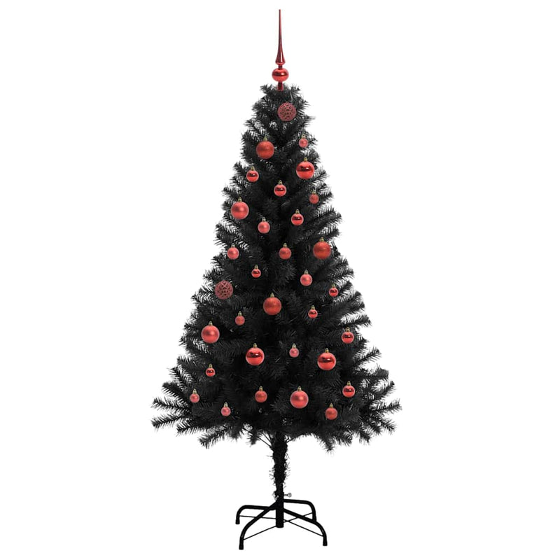 vidaXL Karácsonyfa 150 LED-del állvánnyal Fekete 150 cm PVC
