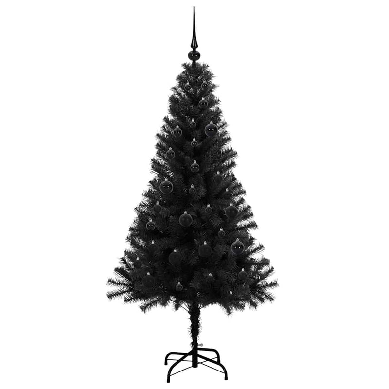 vidaXL Karácsonyfa 150 LED-del állvánnyal Fekete 150 cm PVC