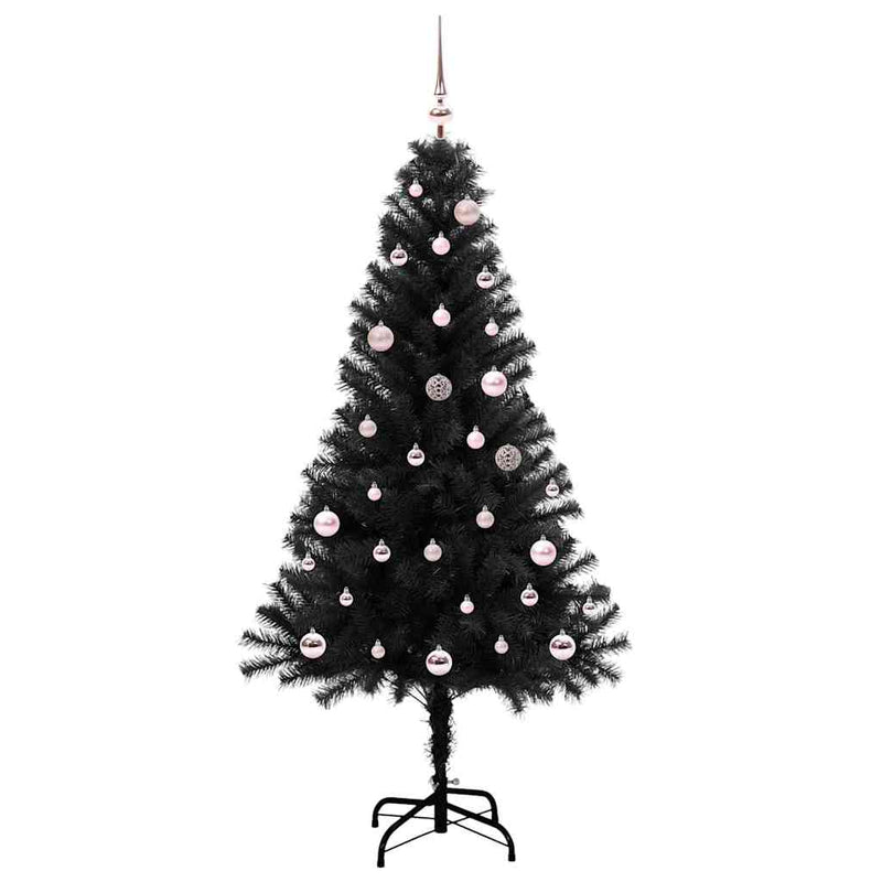 vidaXL Karácsonyfa 150 LED-del állvánnyal Fekete 150 cm PVC