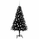 vidaXL Karácsonyfa 150 LED-del állvánnyal Fekete 150 cm PVC