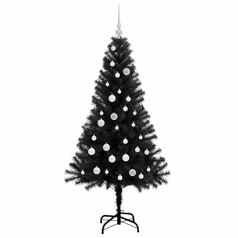 vidaXL Karácsonyfa 150 LED-del állvánnyal Fekete 150 cm PVC