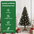 vidaXL Karácsonyfa 150 LED-del állvánnyal Fekete 150 cm PVC