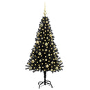 vidaXL Karácsonyfa 150 LED-del állvánnyal Fekete 150 cm PVC