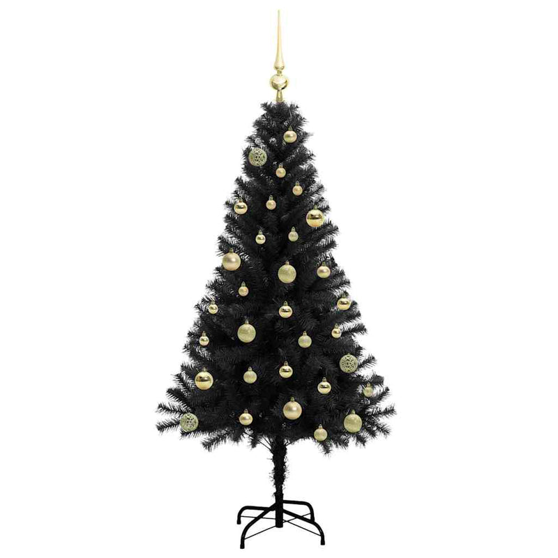 vidaXL Karácsonyfa 150 LED-del állvánnyal Fekete 150 cm PVC