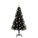 vidaXL Karácsonyfa 150 LED-del állvánnyal Fekete 150 cm PVC