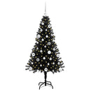 vidaXL Karácsonyfa 150 LED-del állvánnyal Fekete 150 cm PVC