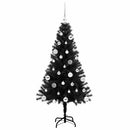 vidaXL Karácsonyfa 150 LED-del állvánnyal Fekete 150 cm PVC