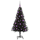 vidaXL Karácsonyfa 150 LED-del állvánnyal Fekete 150 cm PVC