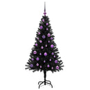 vidaXL Karácsonyfa 150 LED-del állvánnyal Fekete 150 cm PVC