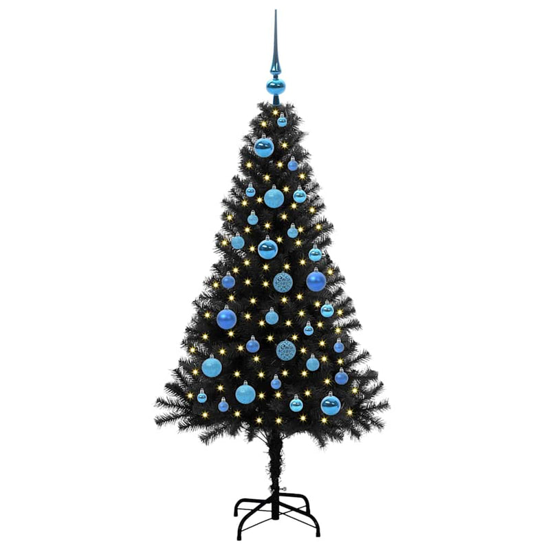vidaXL Karácsonyfa 150 LED-del állvánnyal Fekete 150 cm PVC
