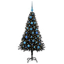vidaXL Karácsonyfa 150 LED-del állvánnyal Fekete 150 cm PVC