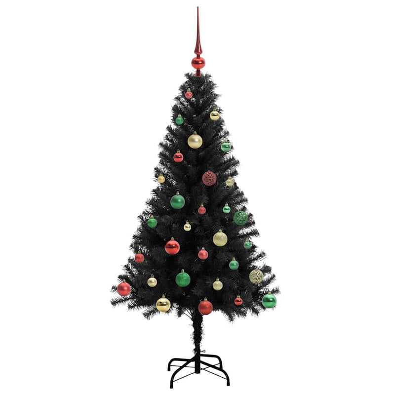 vidaXL Karácsonyfa 150 LED-del állvánnyal Fekete 150 cm PVC
