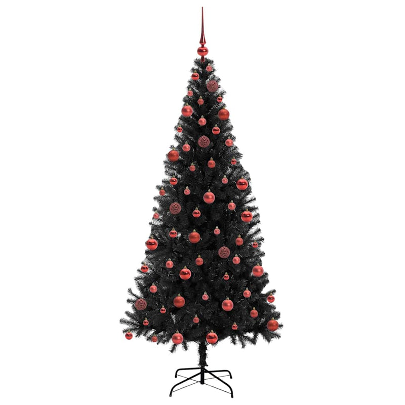 vidaXL Karácsonyfa 300 LED-del állvánnyal Fekete 180 cm PVC