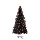vidaXL Karácsonyfa 300 LED-del állvánnyal Fekete 180 cm PVC