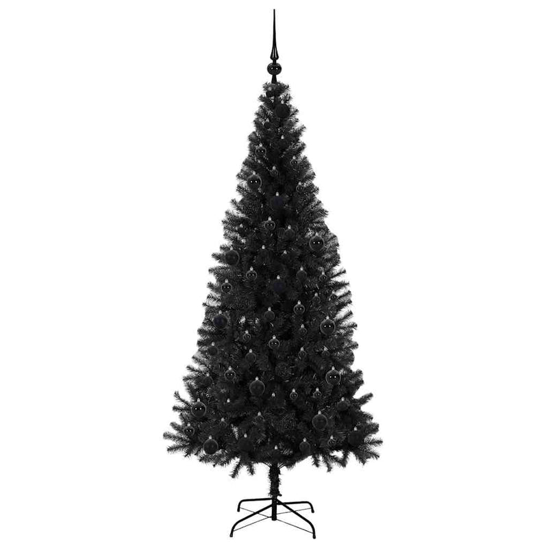 vidaXL Karácsonyfa 300 LED-del állvánnyal Fekete 180 cm PVC