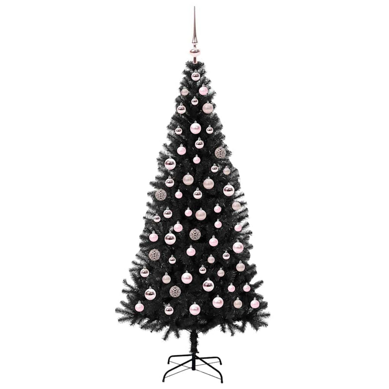 vidaXL Karácsonyfa 300 LED-del állvánnyal Fekete 180 cm PVC