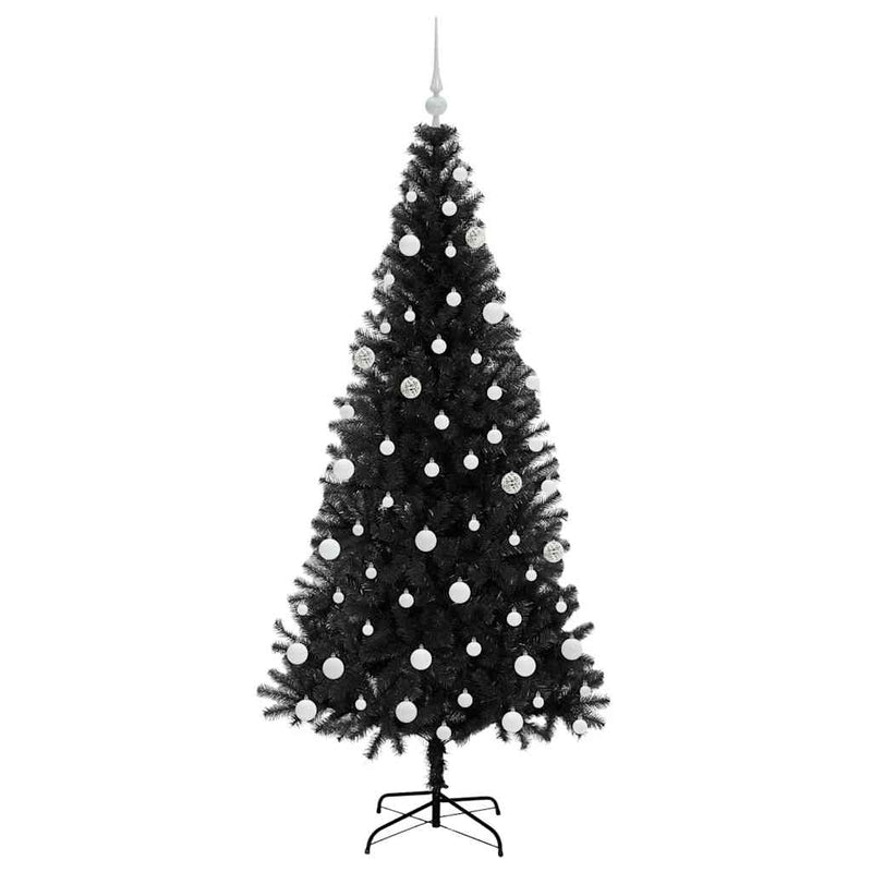 vidaXL Karácsonyfa 300 LED-del állvánnyal Fekete 180 cm PVC