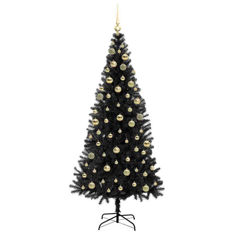 vidaXL Karácsonyfa 300 LED-del állvánnyal Fekete 180 cm PVC