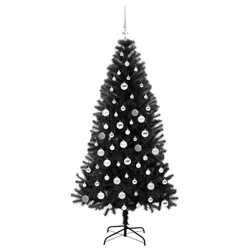 vidaXL Karácsonyfa 300 LED-del állvánnyal Fekete 180 cm PVC