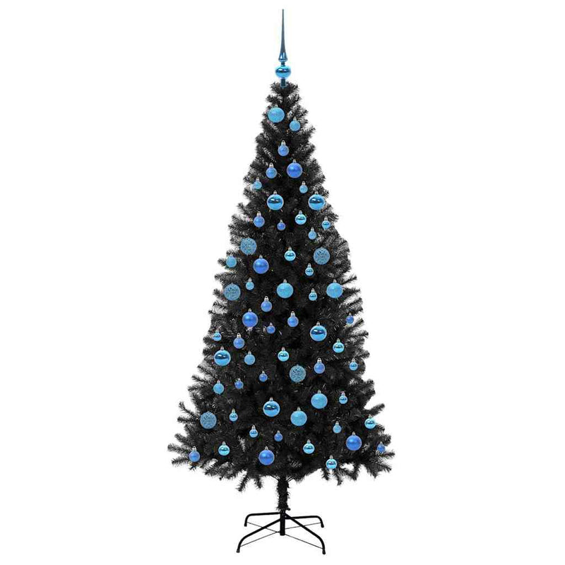 vidaXL Karácsonyfa 300 LED-del állvánnyal Fekete 180 cm PVC