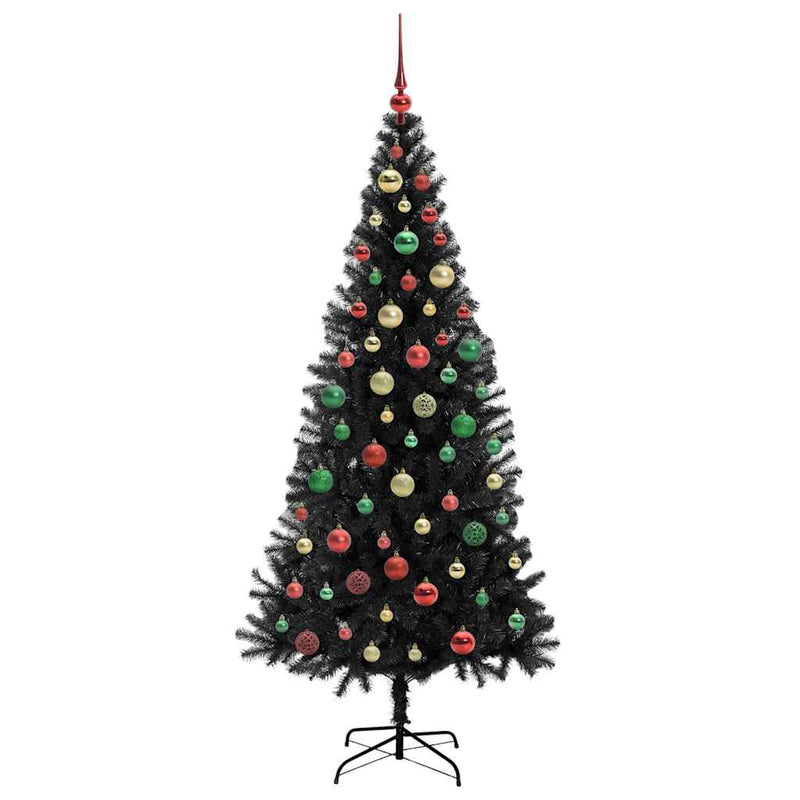 vidaXL Karácsonyfa 300 LED-del állvánnyal Fekete 180 cm PVC