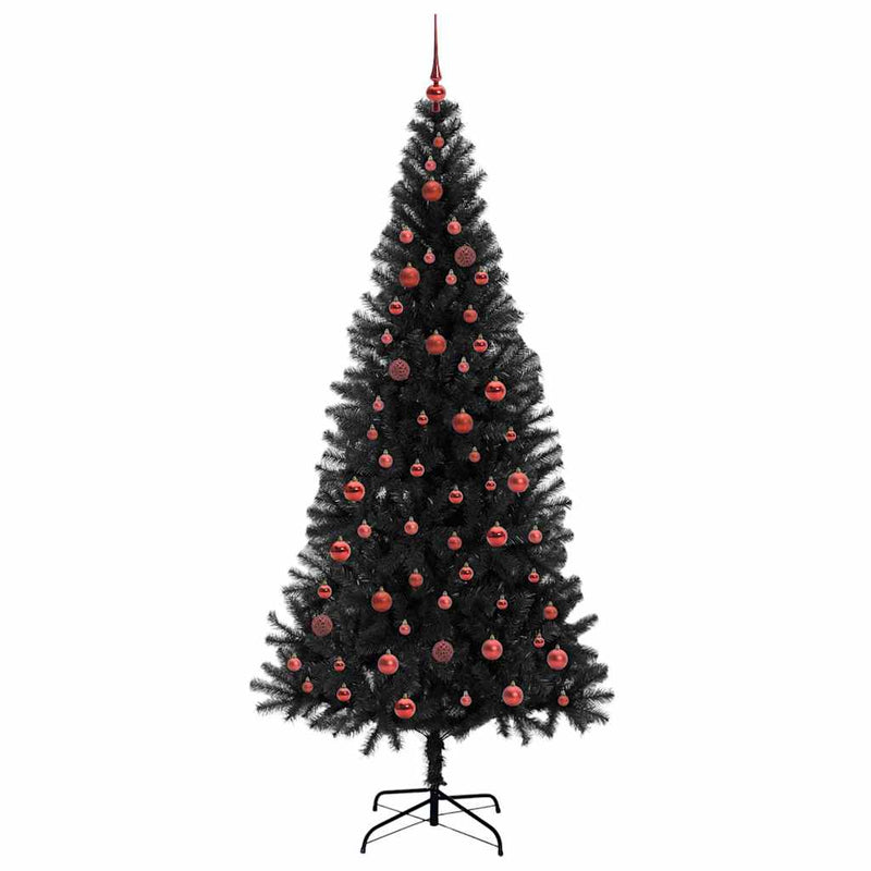 vidaXL Karácsonyfa 300 LED-del állvánnyal Fekete 210 cm PVC