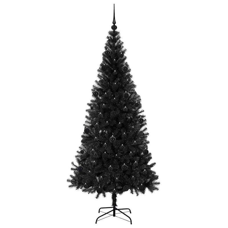 vidaXL Karácsonyfa 300 LED-del állvánnyal Fekete 210 cm PVC