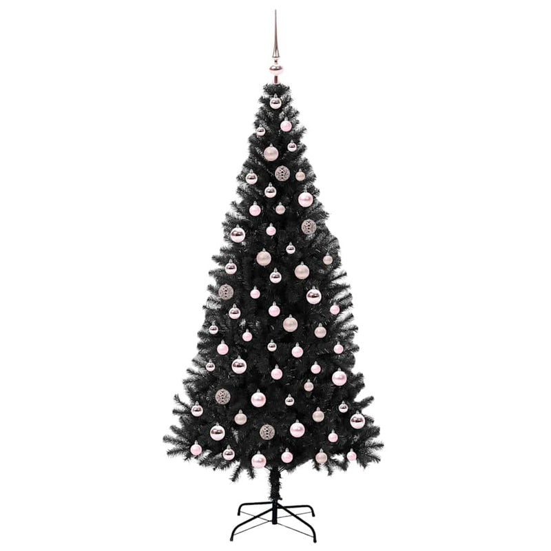 vidaXL Karácsonyfa 300 LED-del állvánnyal Fekete 210 cm PVC