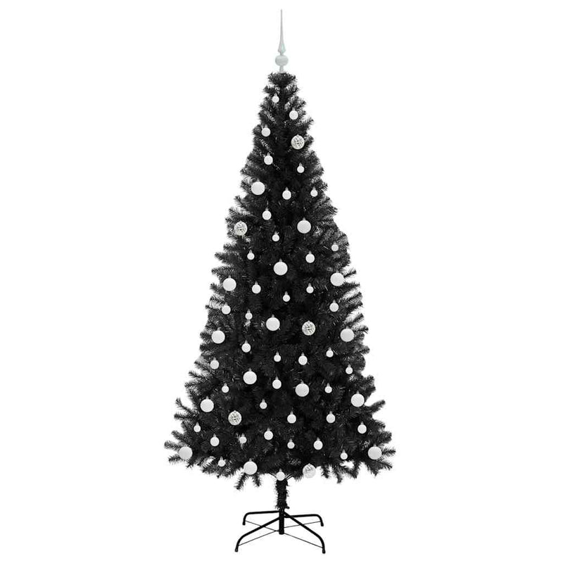 vidaXL Karácsonyfa 300 LED-del állvánnyal Fekete 210 cm PVC