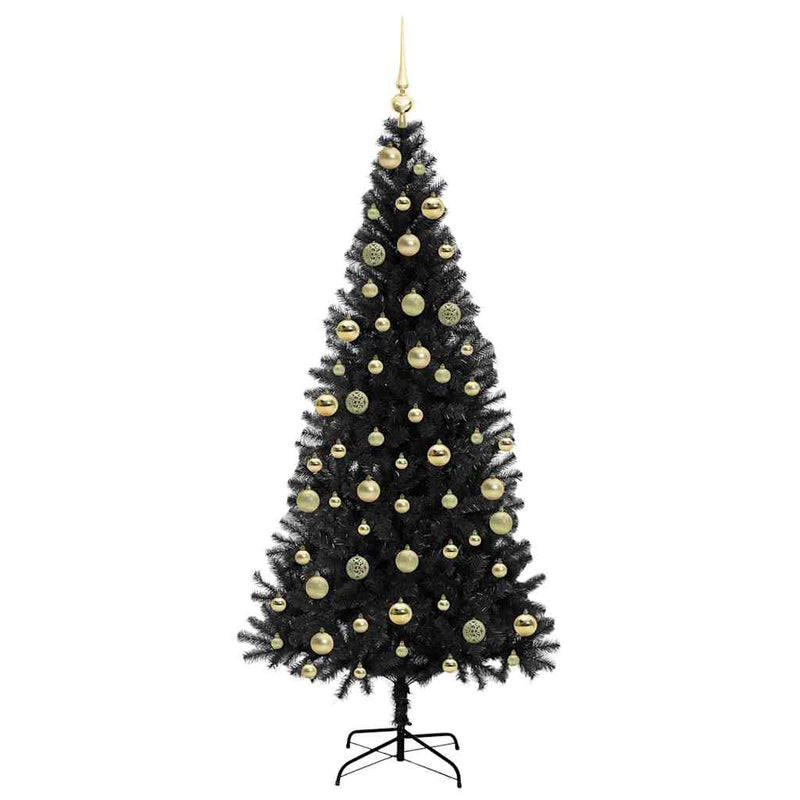 vidaXL Karácsonyfa 300 LED-del állvánnyal Fekete 210 cm PVC