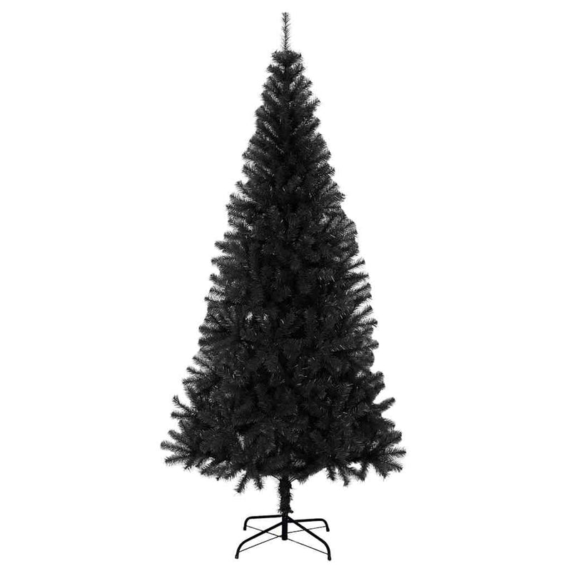 vidaXL Karácsonyfa 300 LED-del állvánnyal Fekete 210 cm PVC