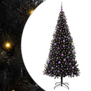 vidaXL Karácsonyfa 300 LED-del állvánnyal Fekete 210 cm PVC