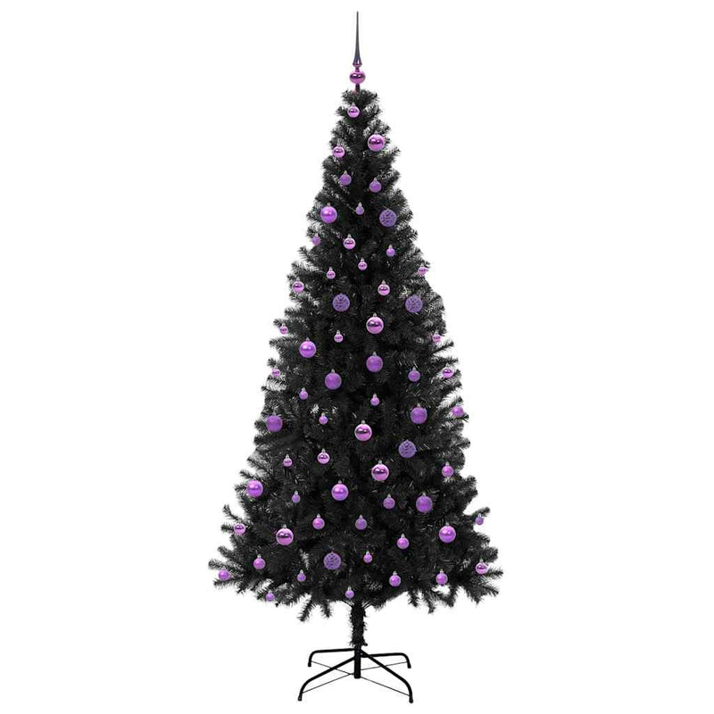 vidaXL Karácsonyfa 300 LED-del állvánnyal Fekete 210 cm PVC
