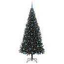 vidaXL Karácsonyfa 300 LED-del állvánnyal Fekete 210 cm PVC