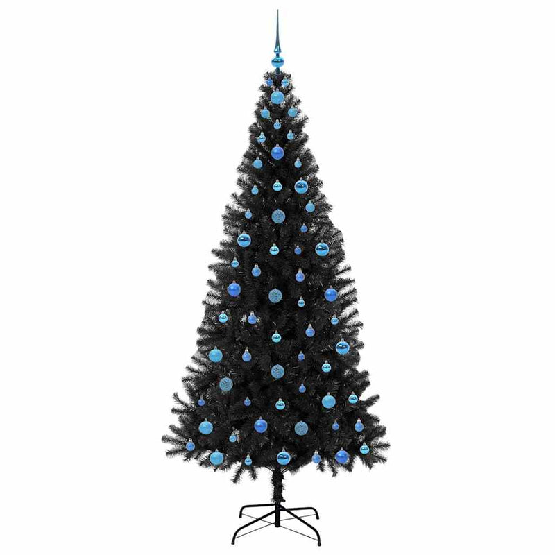 vidaXL Karácsonyfa 300 LED-del állvánnyal Fekete 210 cm PVC