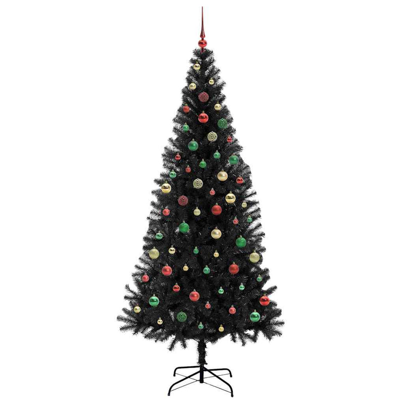 vidaXL Karácsonyfa 300 LED-del állvánnyal Fekete 210 cm PVC