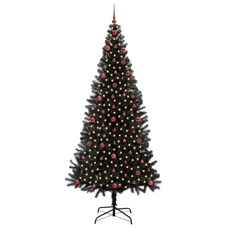 vidaXL Karácsonyfa 300 LED-del állvánnyal Fekete 240 cm PVC