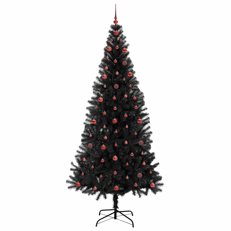 vidaXL Karácsonyfa 300 LED-del állvánnyal Fekete 240 cm PVC