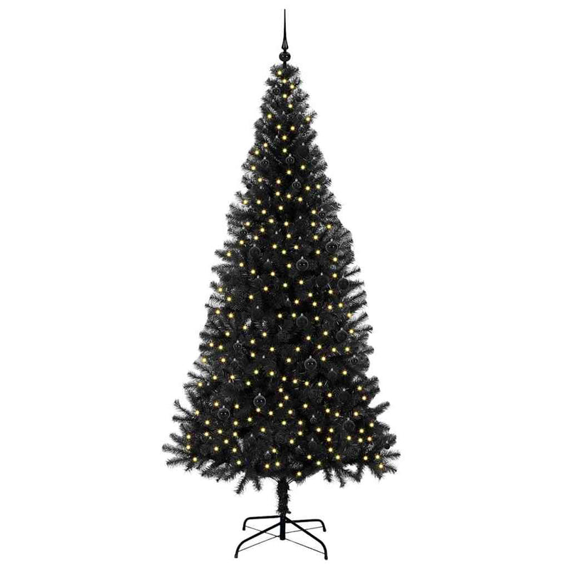vidaXL Karácsonyfa 300 LED-del állvánnyal Fekete 240 cm PVC