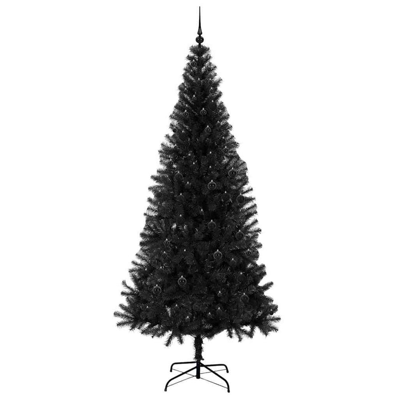 vidaXL Karácsonyfa 300 LED-del állvánnyal Fekete 240 cm PVC